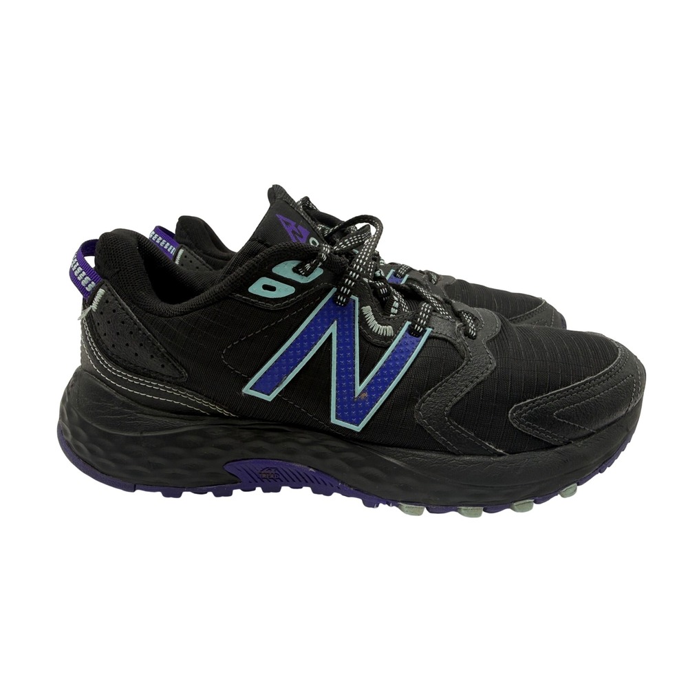 New Balance 410v7 Trail Shoes Womens 8 Black Purple Excellent WT410BD7 Sneaker
